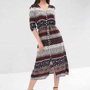 Boho button down midi dress